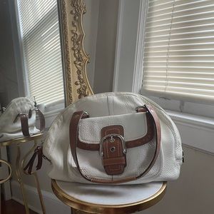 COACH cream leather bag w matching wristlet!